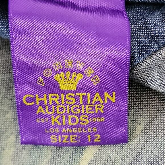 Christian Audigier Kids Chambray Button-up Short Sleeve Graphic Shirt 12 - Picture 10 of 13